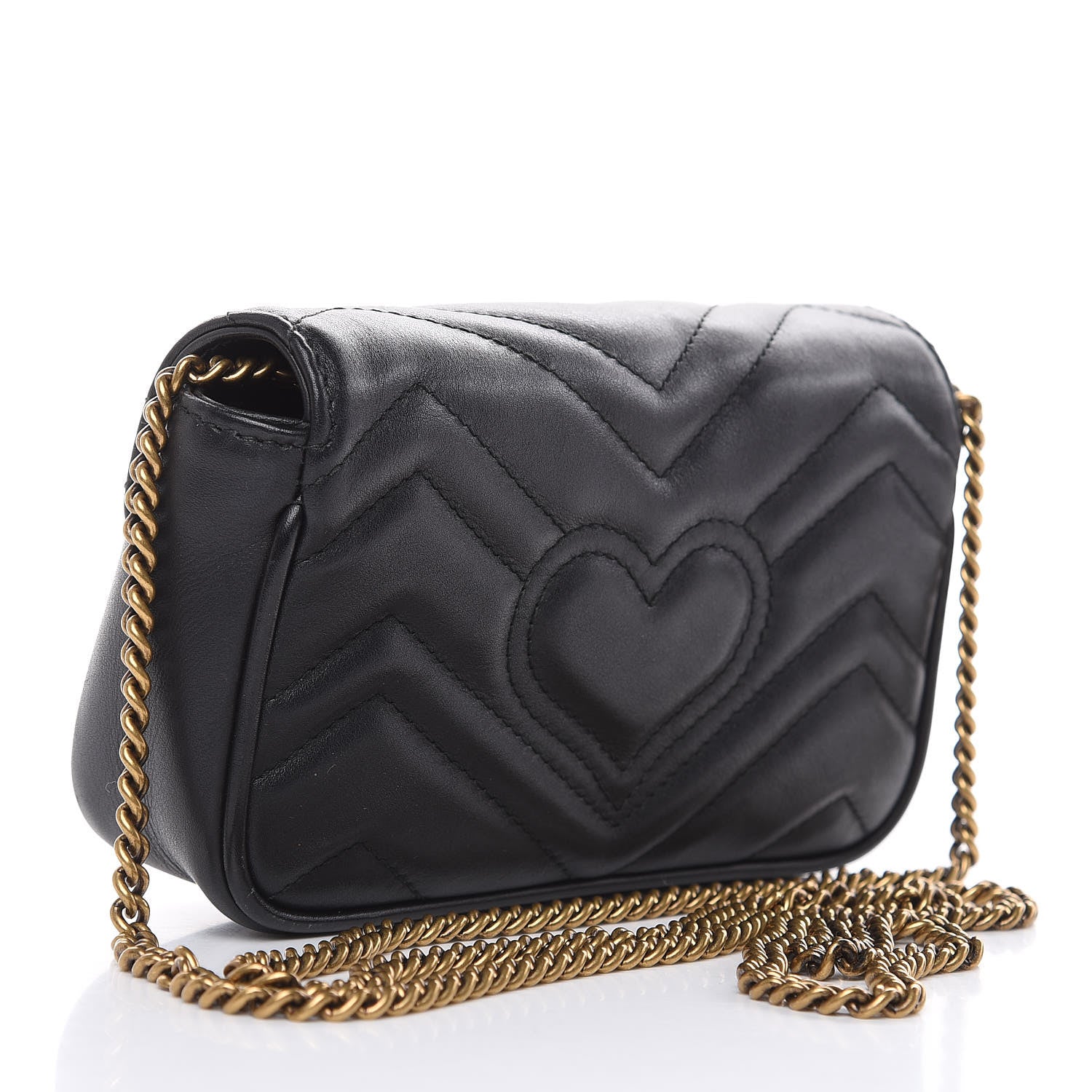 Gucci Calfskin Matelasse Super Mini GG Marmont Shoulder Bag Black 3 of 14