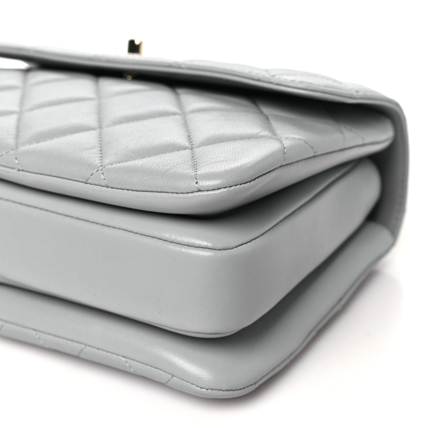 Lambskin Quilted Mini Trendy CC Dual Handle Flap Bag Light Grey