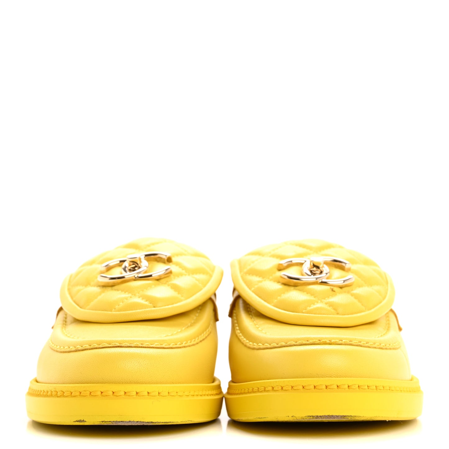 Lambskin Quilted CC Turnlock Loafers 36.5 Yellow