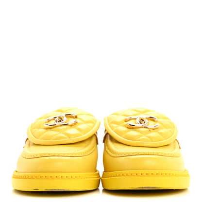 Chanel Lambskin Quilted CC Turnlock Loafers 36.5 Yellow 3 of 13