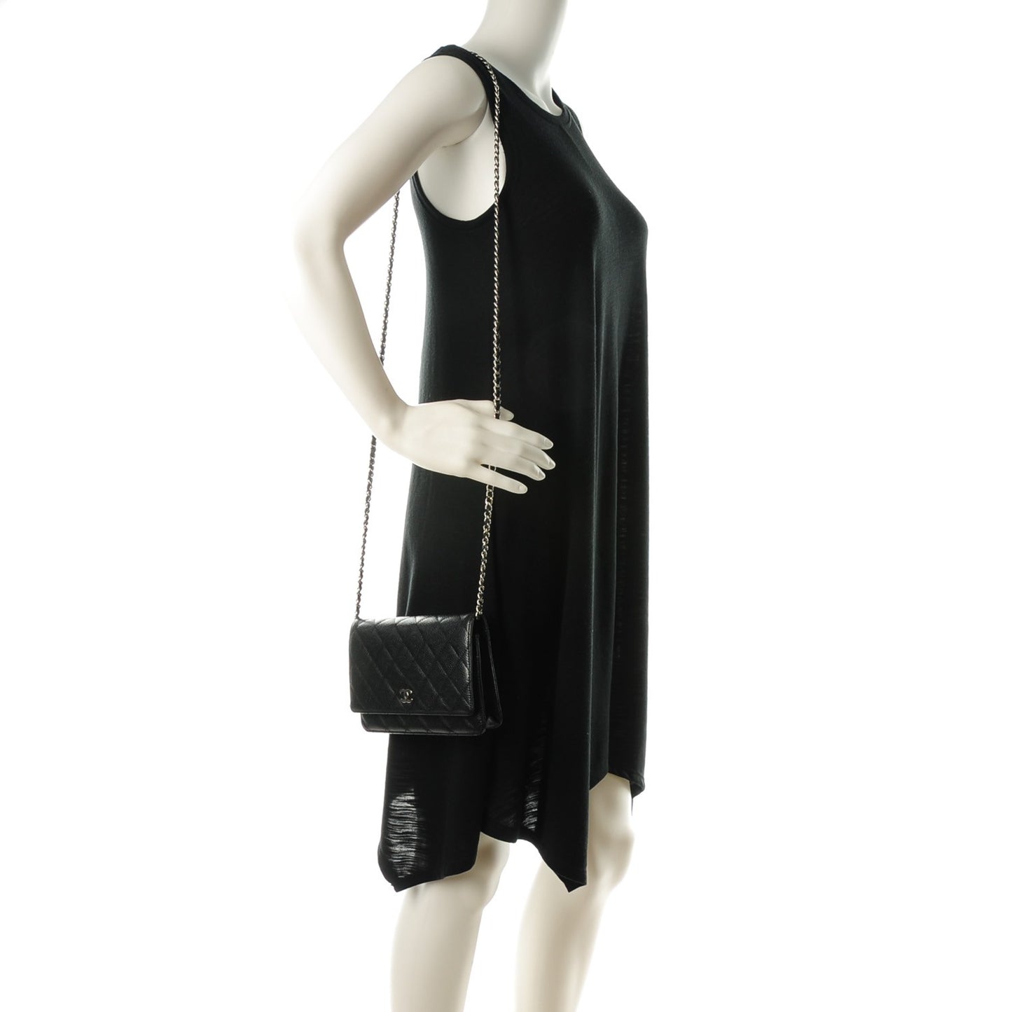 Caviar Quilted Wallet On Chain WOC Black