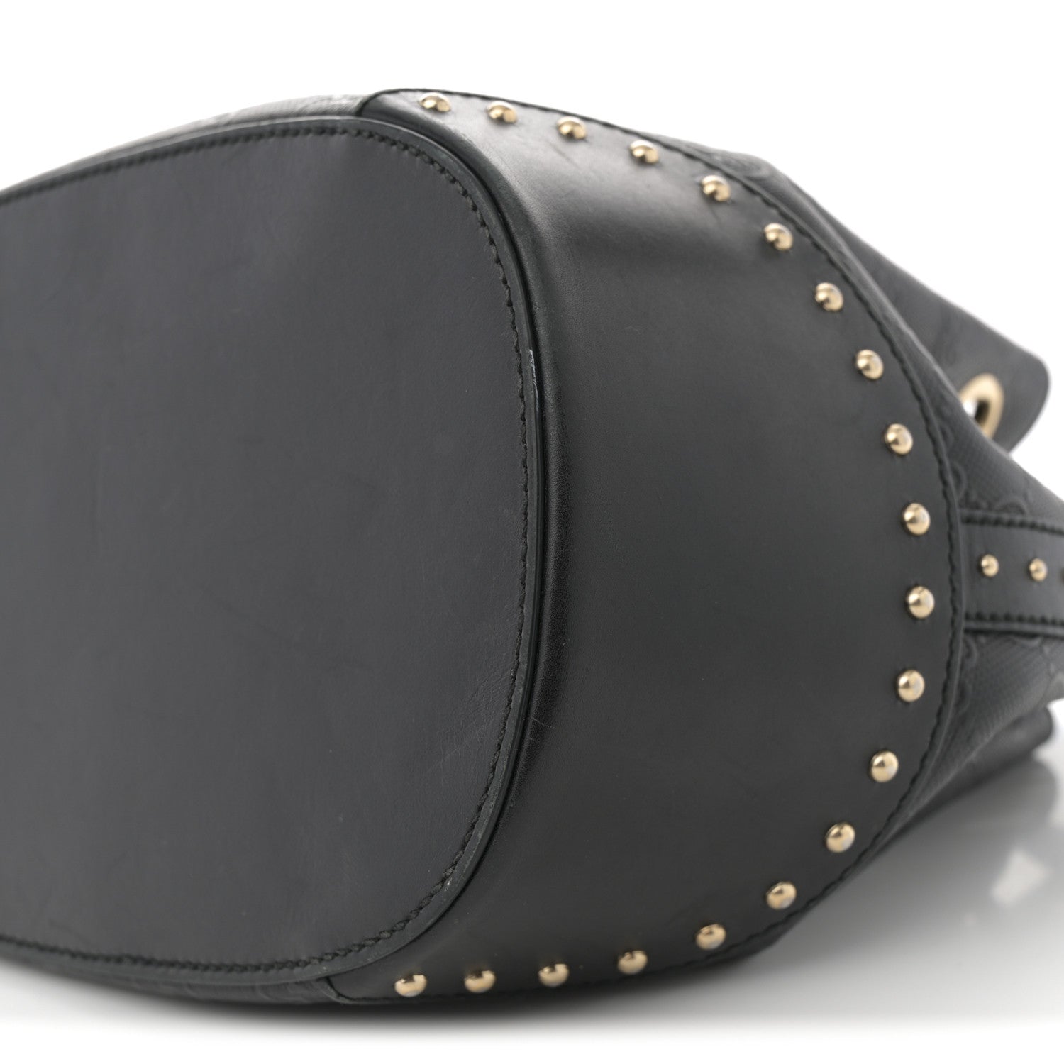 Gucci HIlary Lux GG Monogram Embossed Studded Small Bucket Bag Black 9 of 13