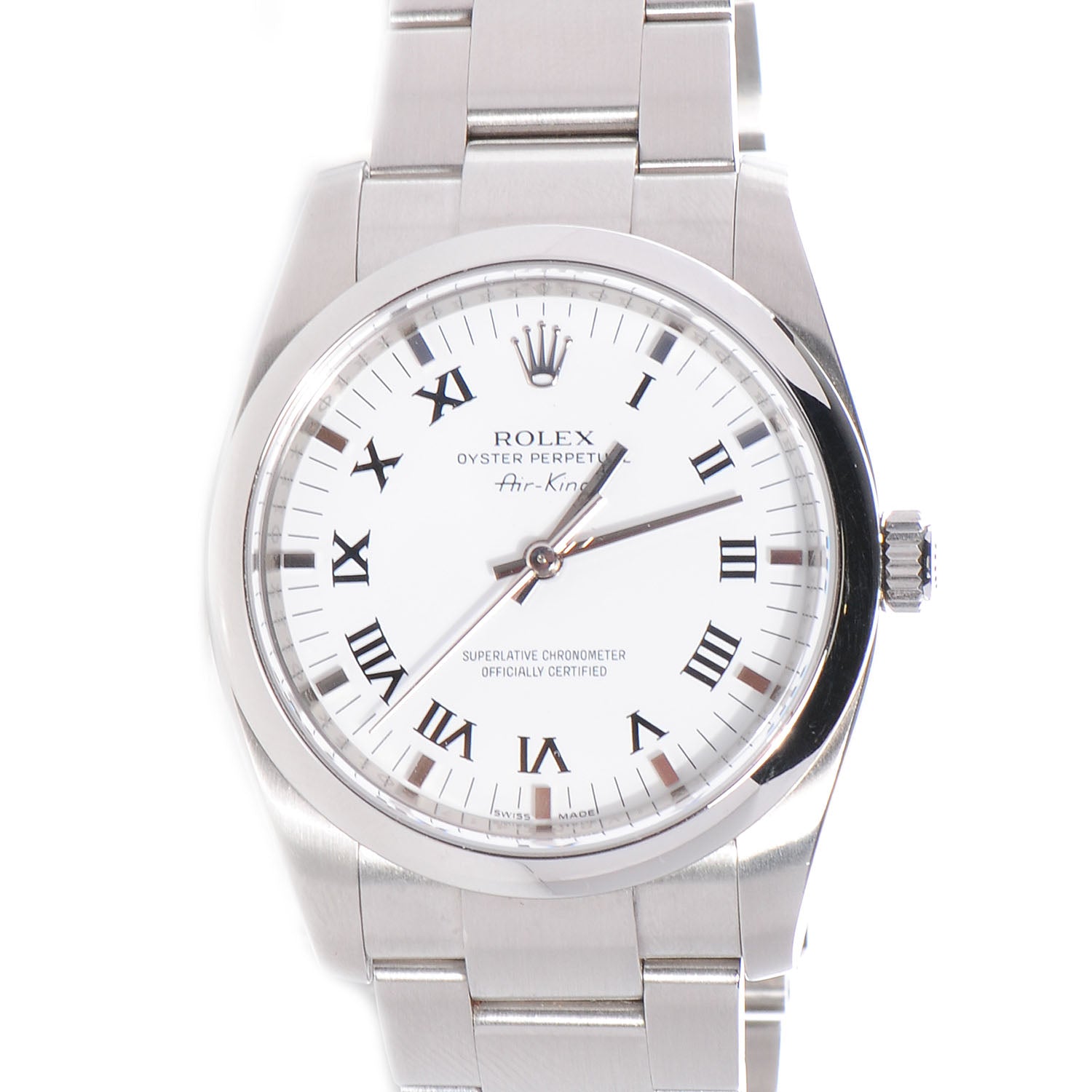 Rolex Stainless Steel 34mm Air King Watch White Roman 114200 1 of 8