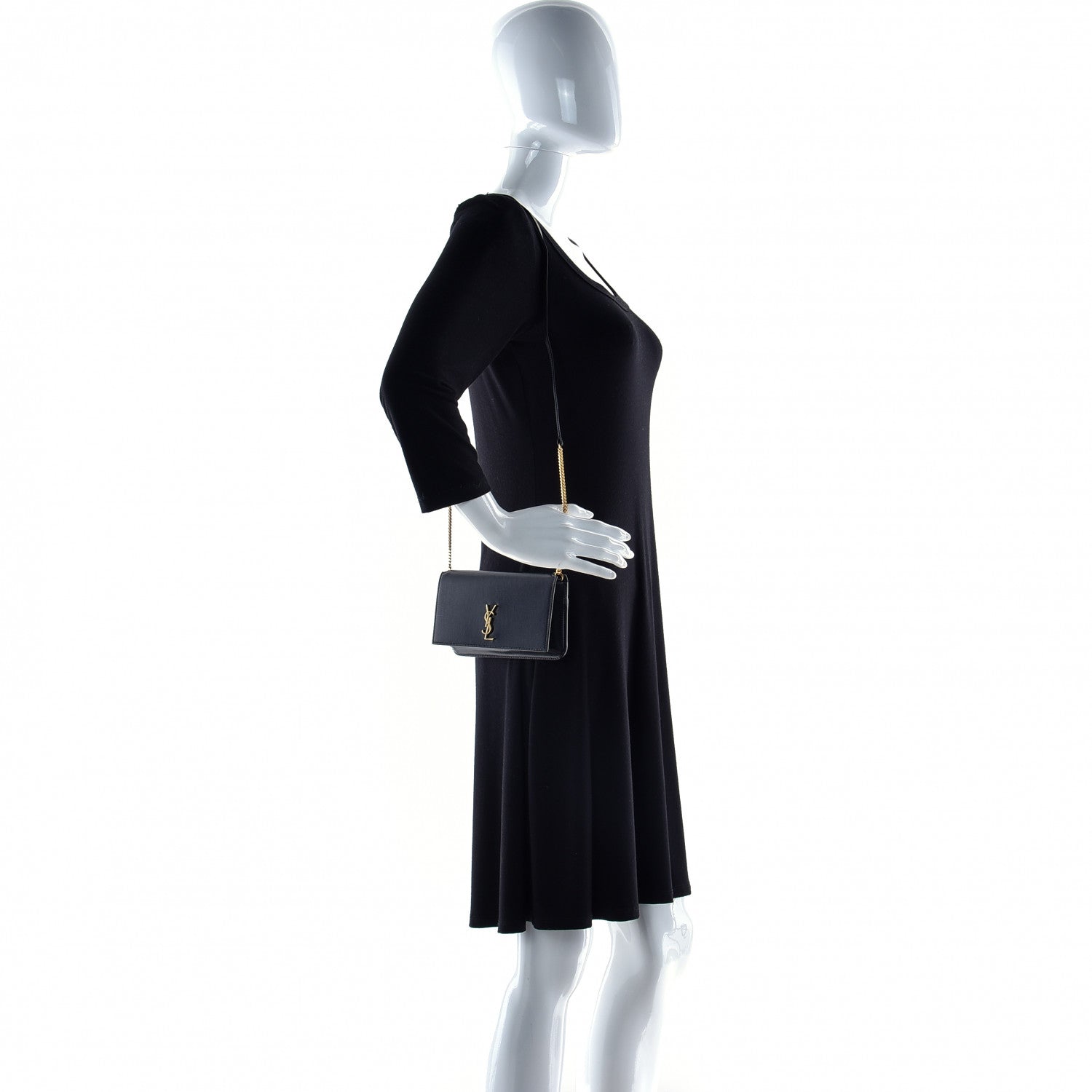 Saint Laurent Smooth Calfskin Monogram Phone Holder Crossbody Black 4 of 13