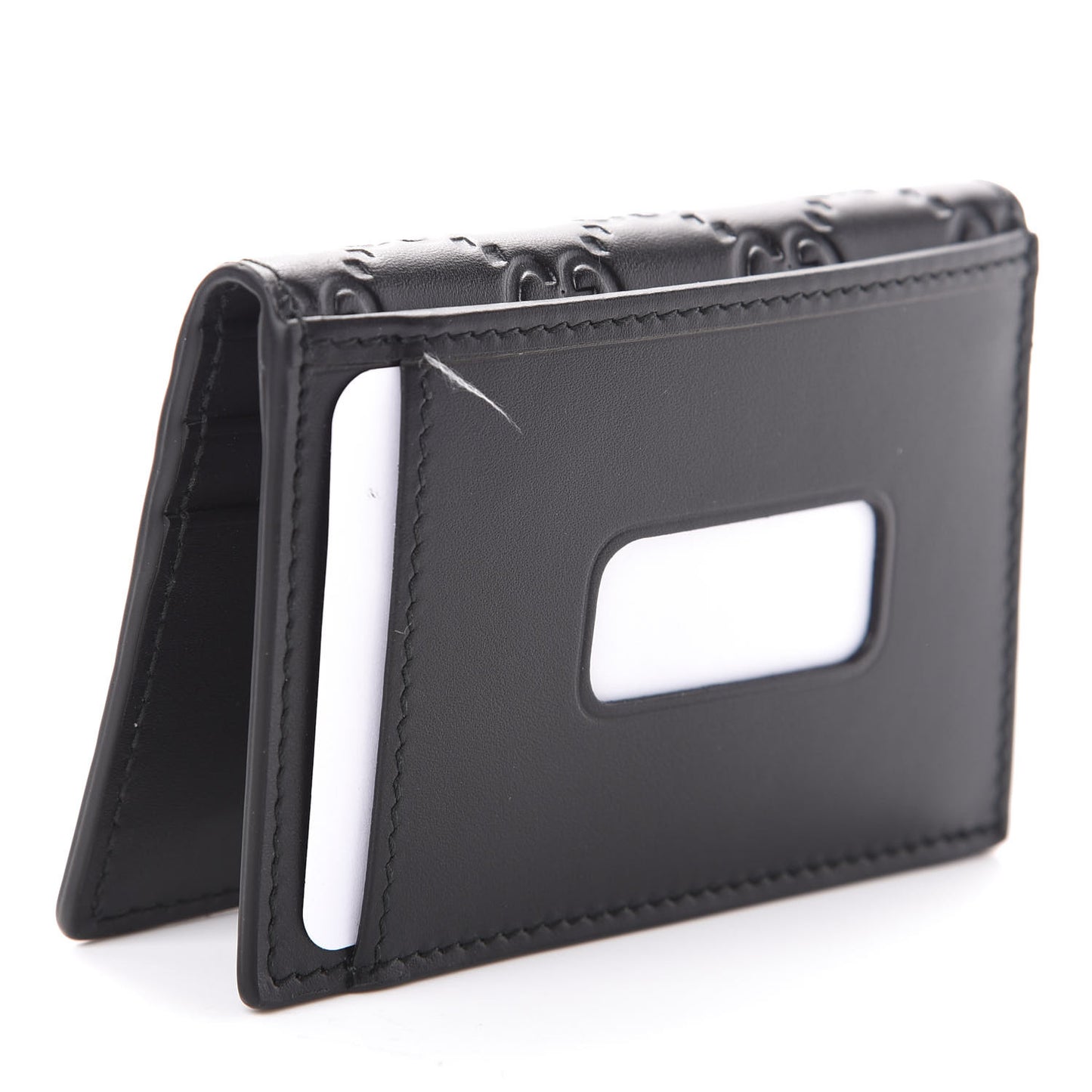 Guccissima Bow Train Pass Case Black