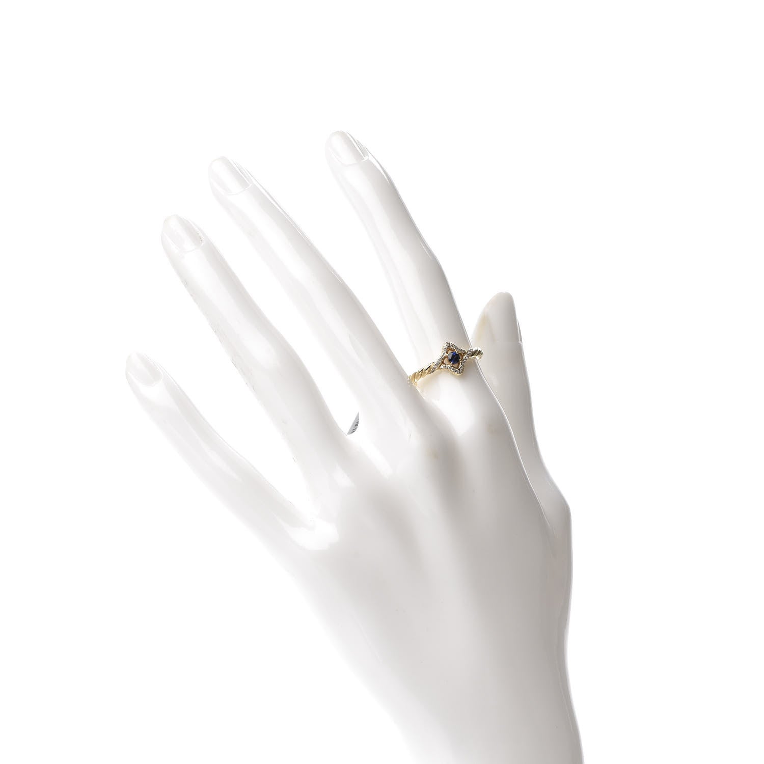 David Yurman 18K Yellow Gold Diamond Blue Sapphire 5mm Venetian Quatrefoil Ring 52 6 2 of 5