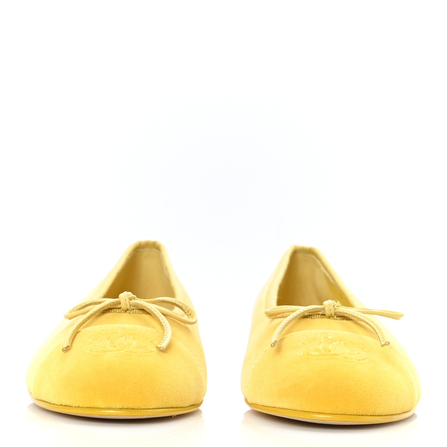 Chanel Velvet Cap Toe Ballerina Flats 37 Yellow 2 of 9