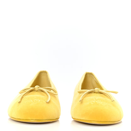 Chanel Velvet Cap Toe Ballerina Flats 37 Yellow 2 of 9