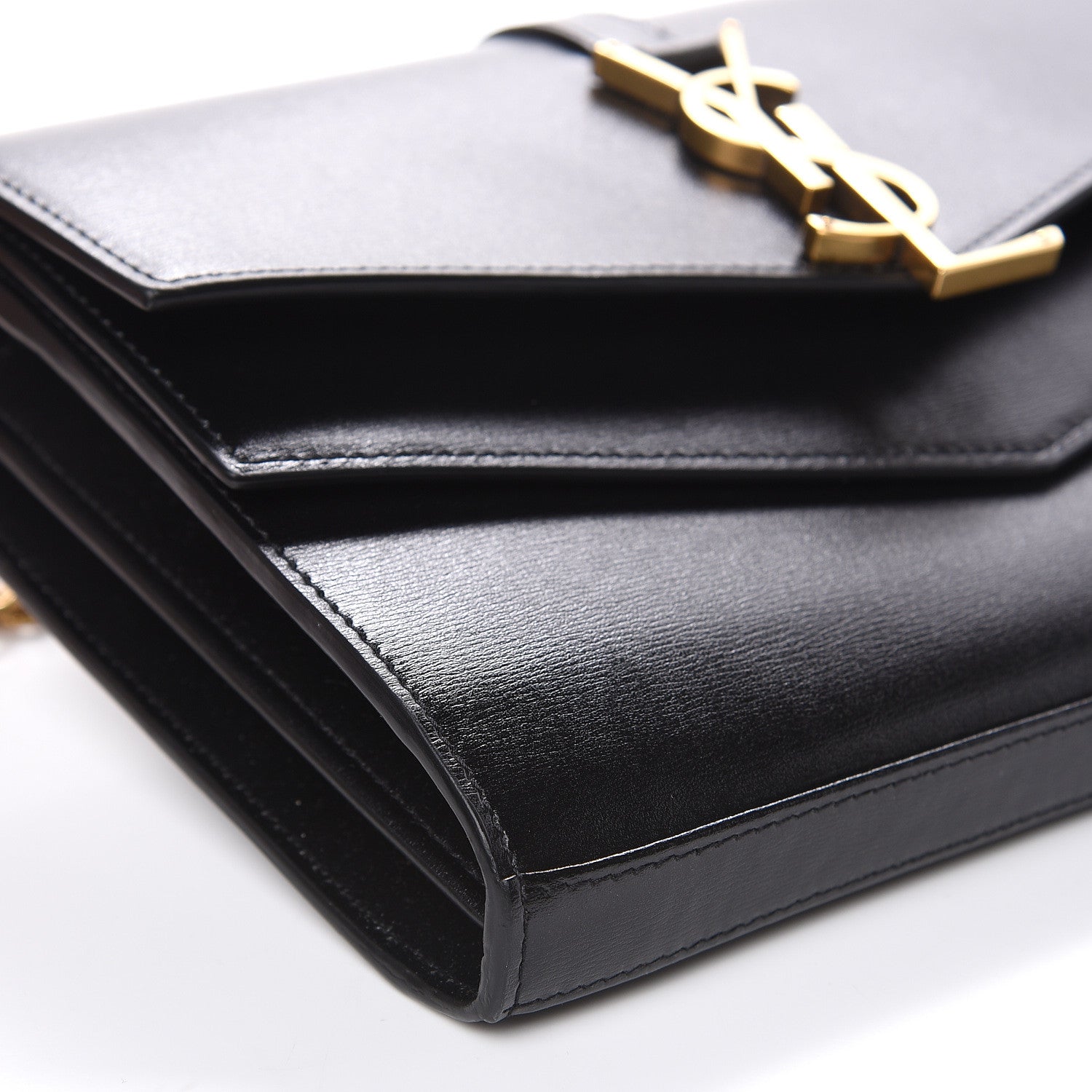 Saint Laurent Smooth Calfskin Monogram Sulpice Chain Wallet Black 7 of 9