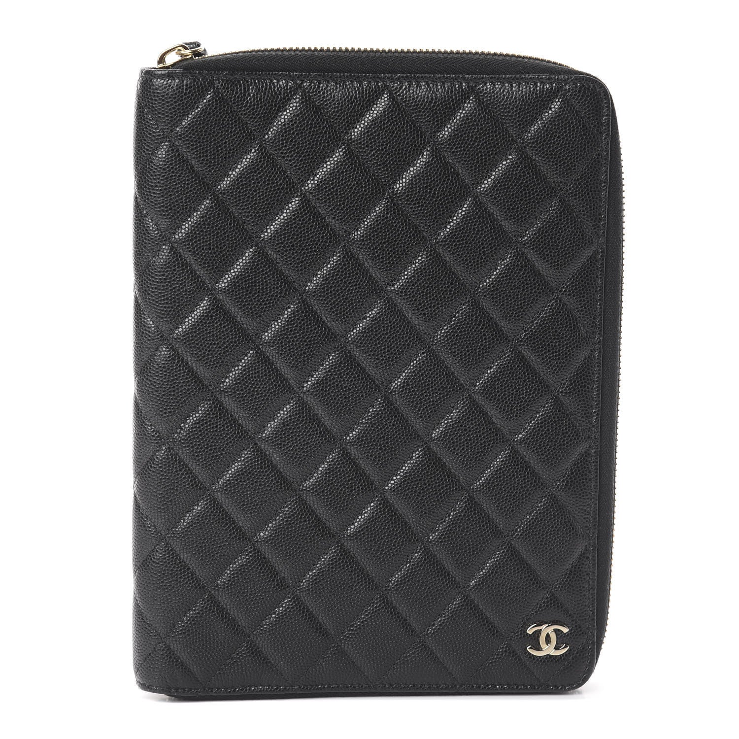 Chanel Caviar Quilted Zip Around Notebook Agenda Cover Black 1 of 7