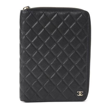 Chanel Caviar Quilted Zip Around Notebook Agenda Cover Black 1 of 7