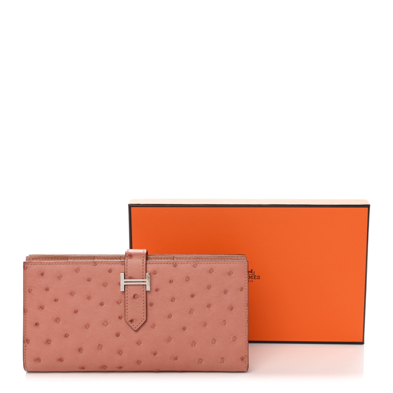 Hermes Ostrich Bearn Gusset Wallet Terre Cuite 9 of 9