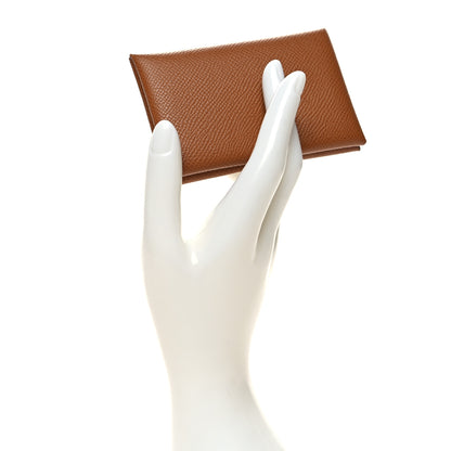 Hermes Epsom Calvi Card Case Gold 2 of 10