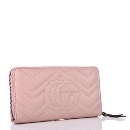 Gucci Calfskin Matelasse GG Marmont Zip Around Wallet Perfect Pink 3 of 8