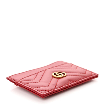 Gucci Calfskin Matelasse GG Marmont Card Holder Hibiscus Red 4 of 7
