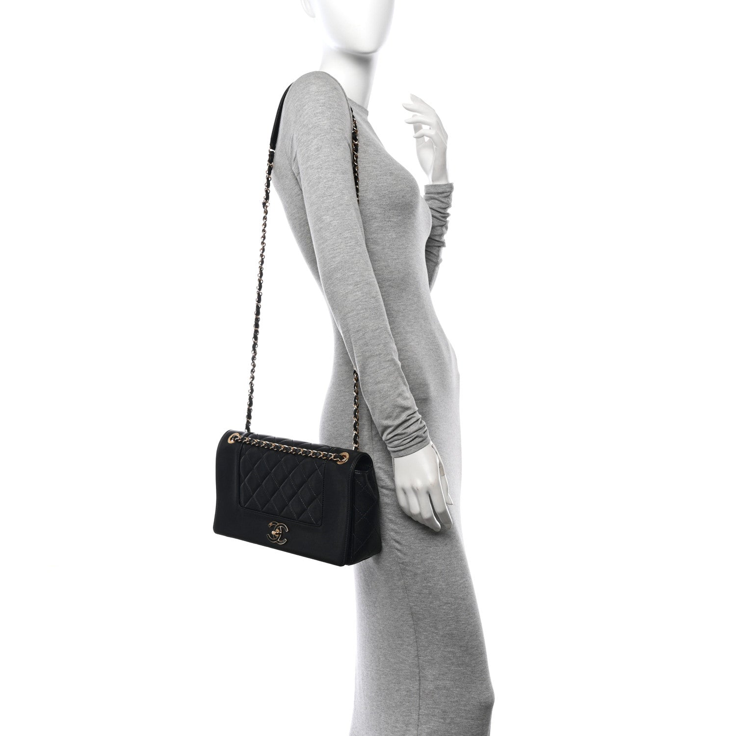 Chanel Sheepskin Quilted Vintage Mademoiselle Flap Black 2 of 13