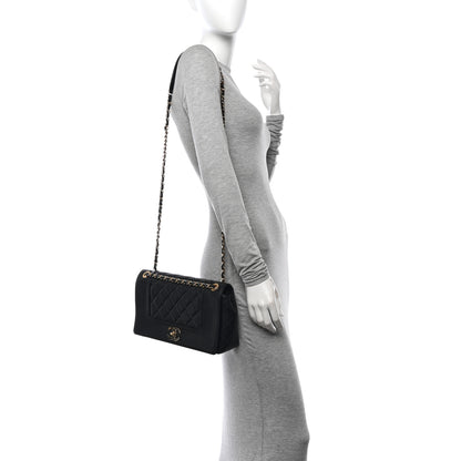 Chanel Sheepskin Quilted Vintage Mademoiselle Flap Black 2 of 13