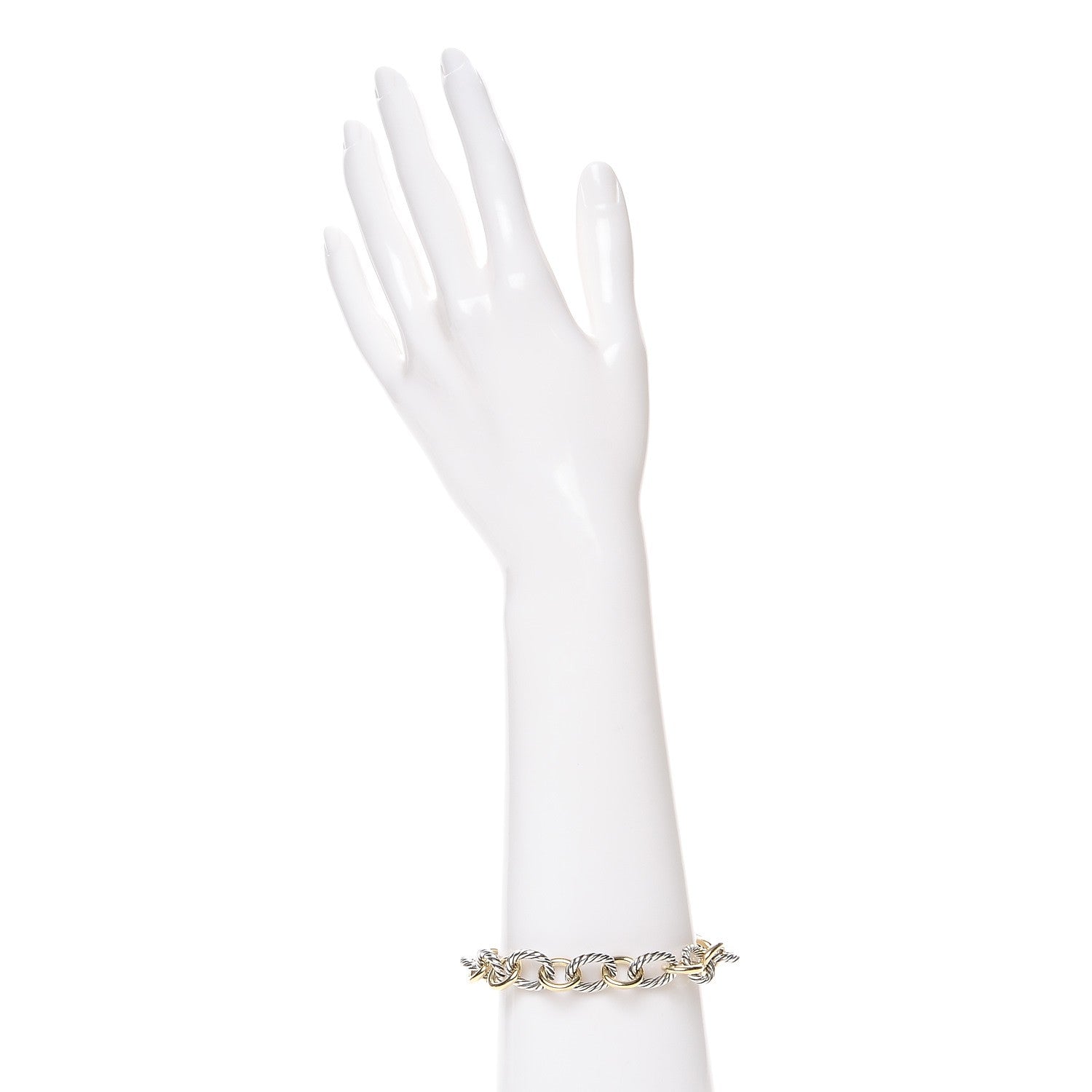 David Yurman Sterling Silver 18K Yellow Gold 12mm Large Oval Link Bracelet 2 of 5