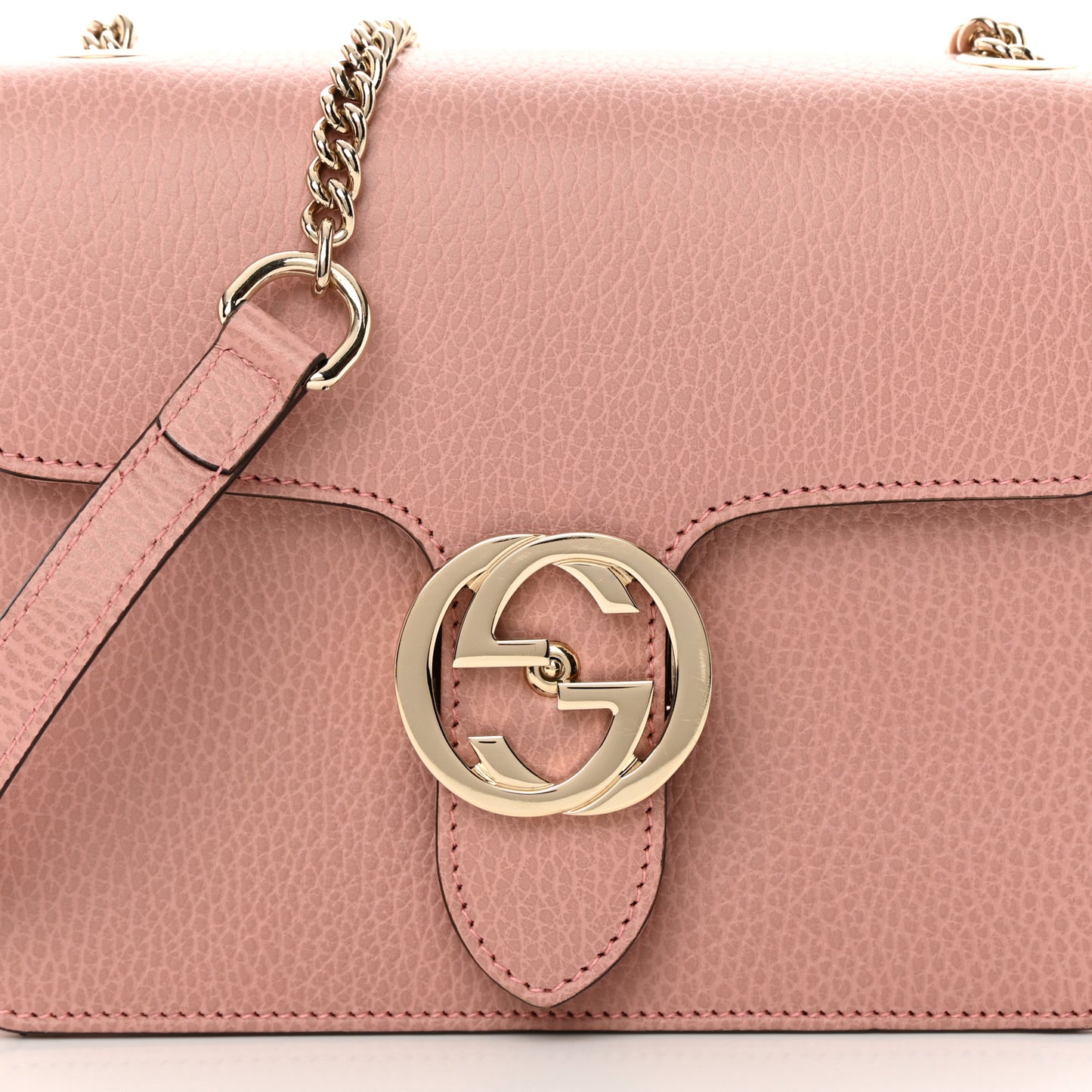 Dollar Calfskin Small Interlocking G Shoulder Bag Soft Pink