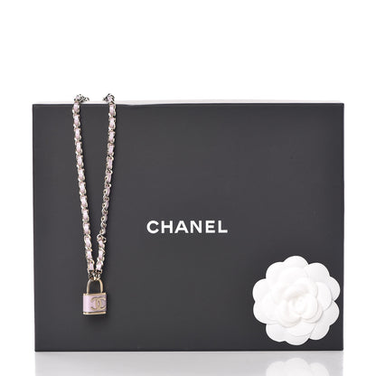 Chanel Metal Lambskin Lock Necklace Pink 5 of 5