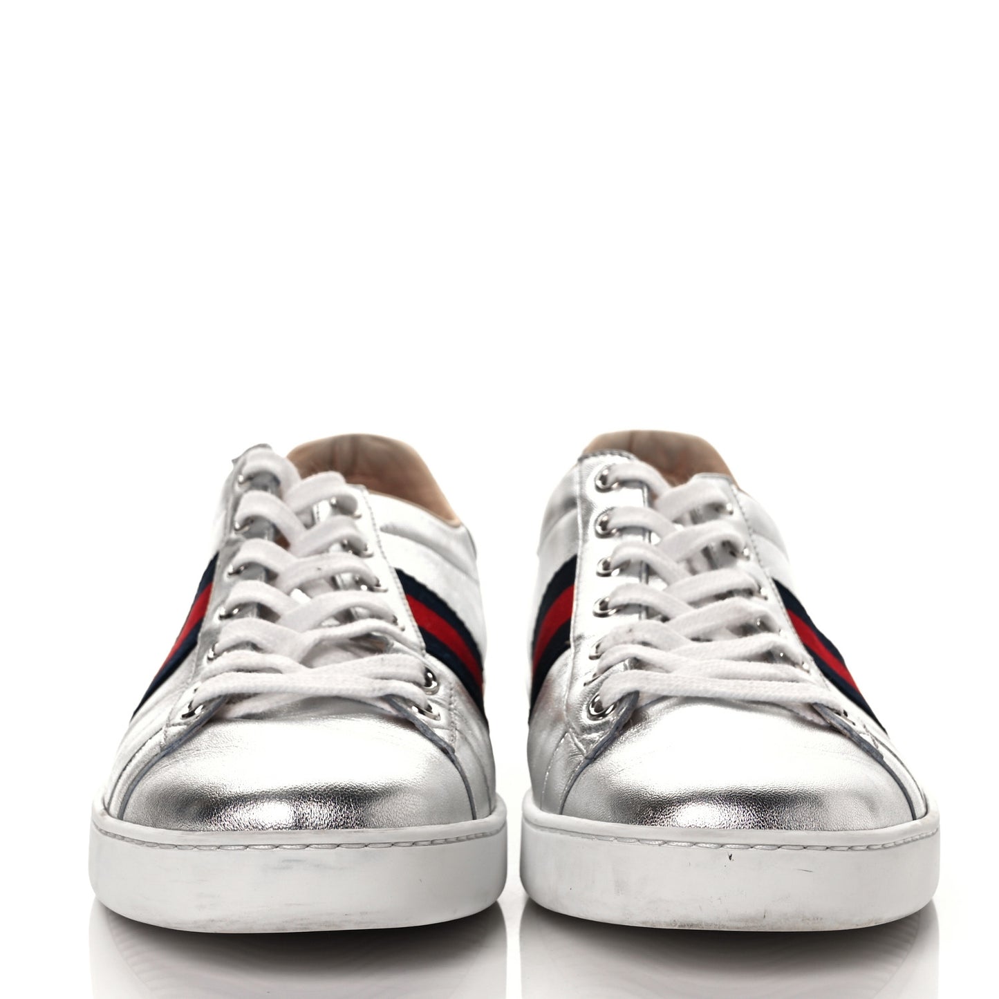 Metallic Nappa Silk Ayers Web Womens Ace Sneakers 39.5 Silver
