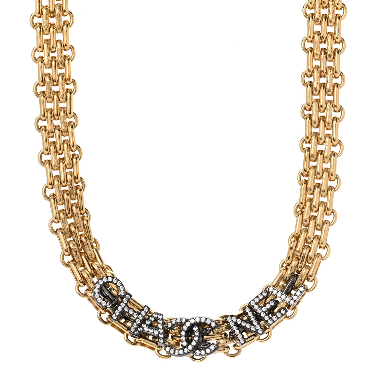 Chanel Chain Link Logo CC Choker Necklace Gold 1 of 4