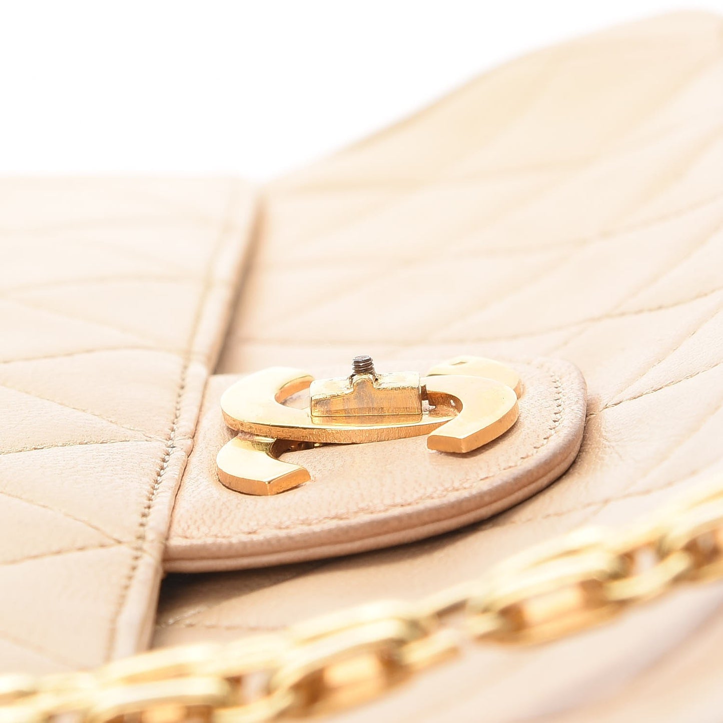 Lambskin Quilted Medium Bijoux Chain Double Flap Beige