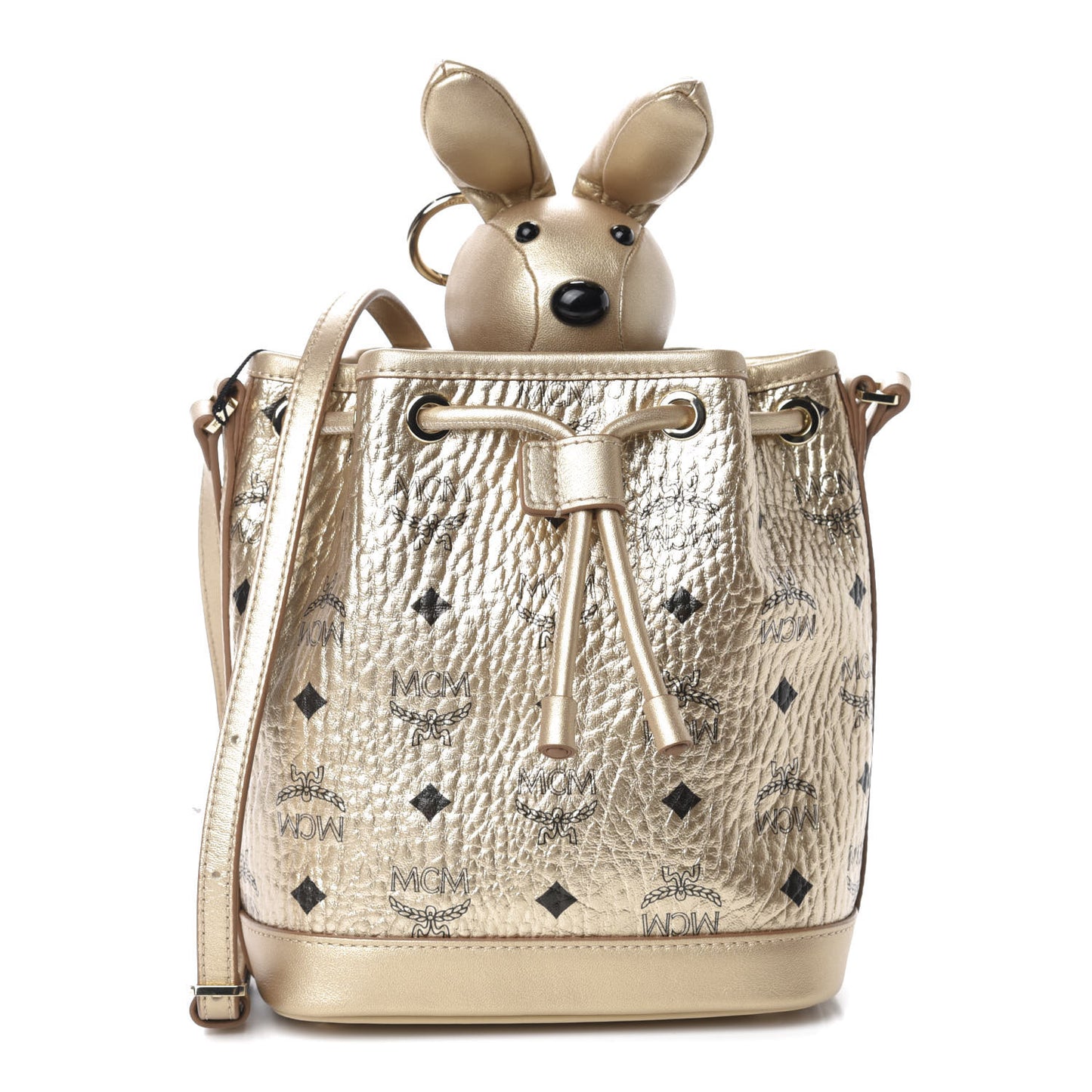 Metallic Visetos Zoo Rabbit Drawstring Bucket Bag Berlin Gold