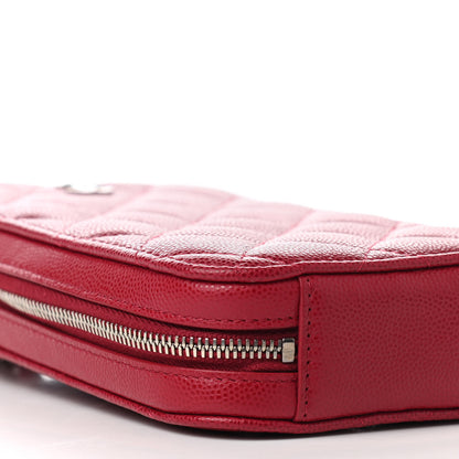 Chanel Caviar Quilted Phone Holder Wallet On Chain WOC Red 9 of 11