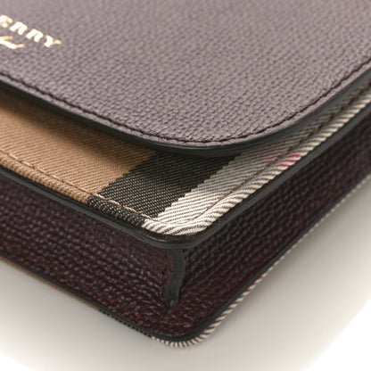 Burberry Grained Calfskin House Check Tartan Mix Hampshire Wallet On Chain Burgundy 8 of 8