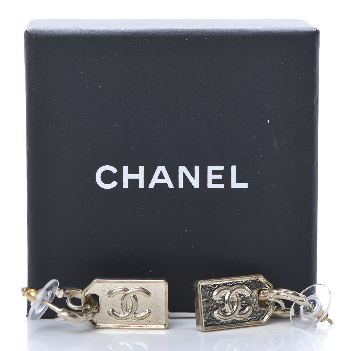 CC Tag Drop Earrings Gold