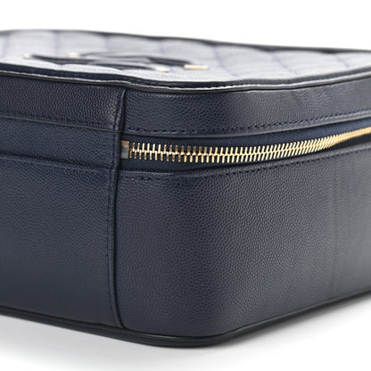 Chanel Caviar Quilted Large CC Filigree Vanity Case Navy 9 of 11