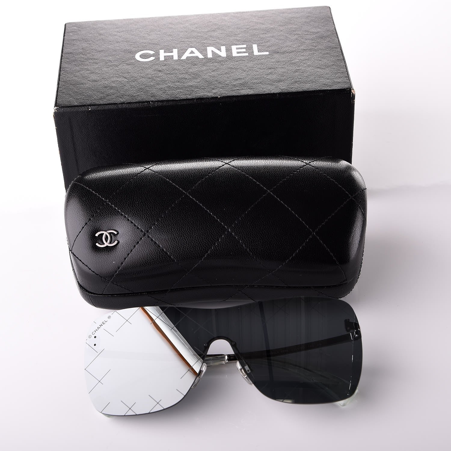 Chanel Shield Runway Sunglasses 4215 Silver Blue Mirror 10 of 10