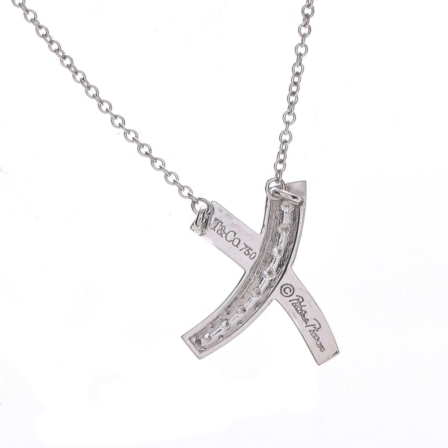 18K White Gold Diamond Paloma Picasso Small Signature X Pendant Necklace