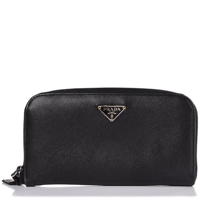 Prada Saffiano Zip Around Wallet Black 1 of 19