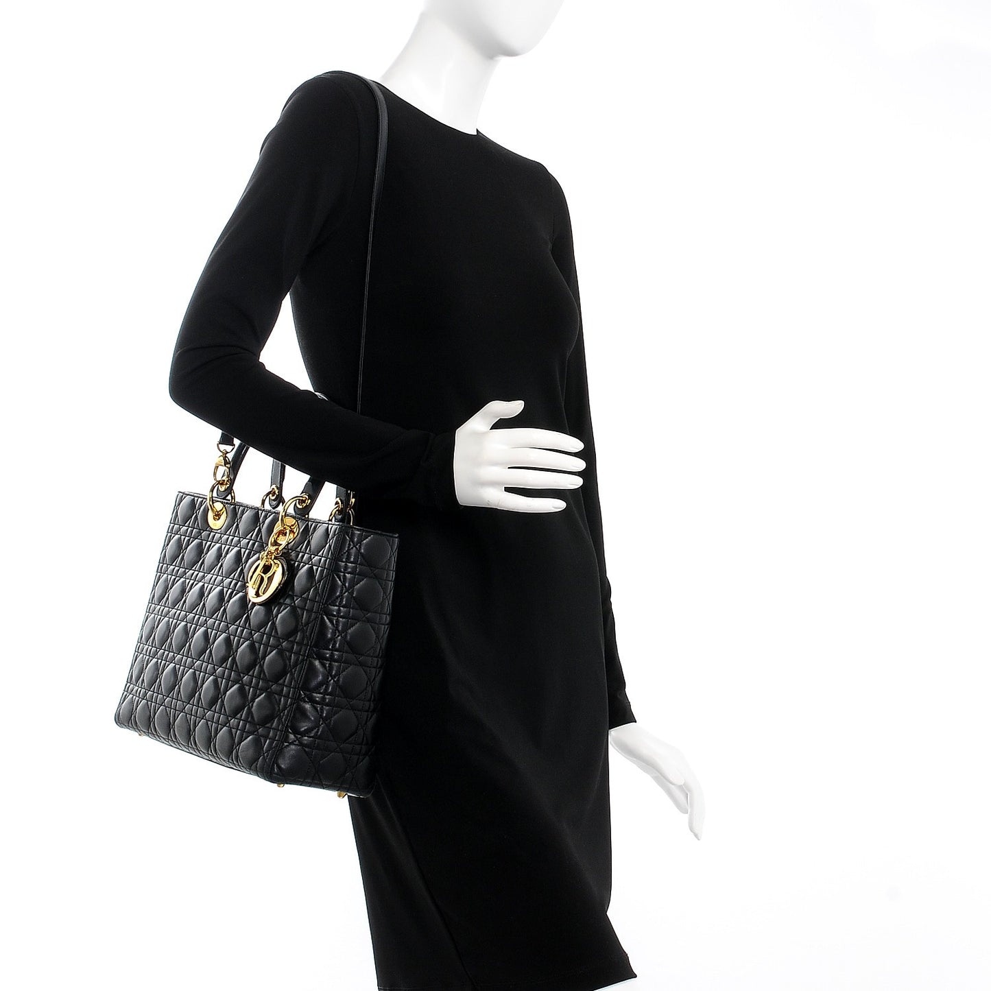 Lambskin Cannage Large Lady Dior Black