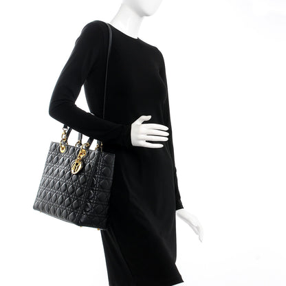 Christian Dior Lambskin Cannage Large Lady Dior Black 2 of 8