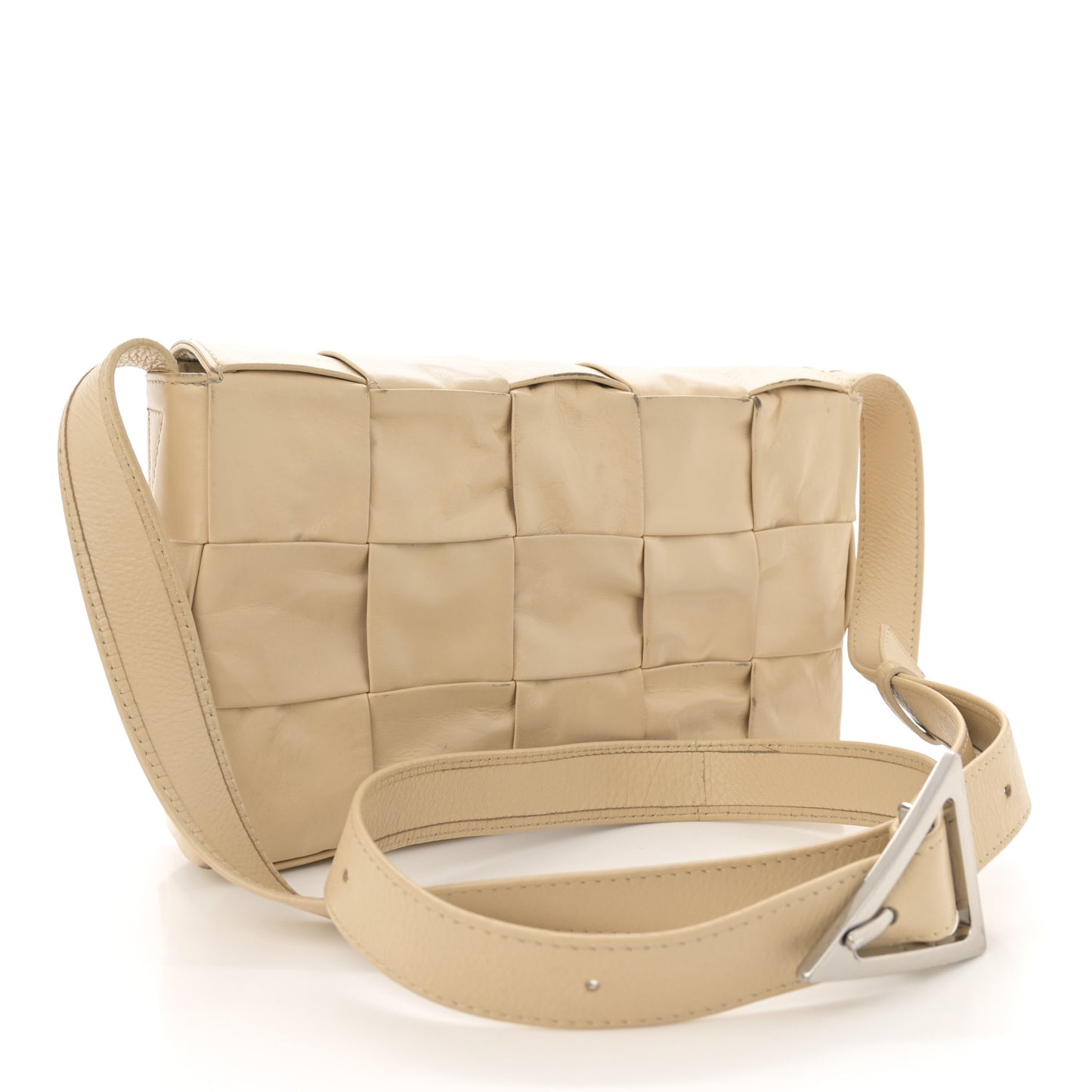 Paper Calfskin Maxi Intreccio Cassette Crossbody Bag Beige