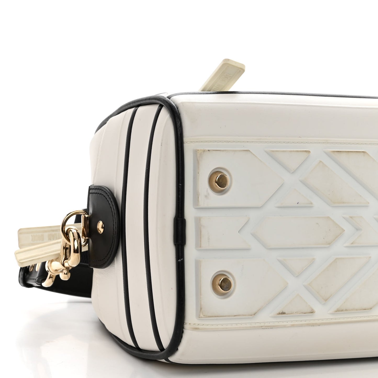 Calfskin Dior Vibe Zip Bowling Bag White