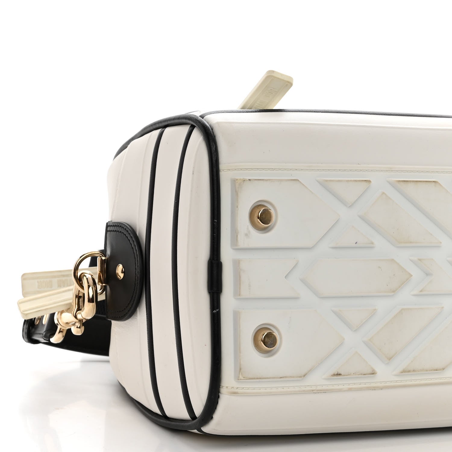 Christian Dior Calfskin Dior Vibe Zip Bowling Bag White 8 of 10
