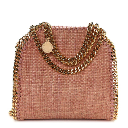 Stella McCartney Metallic Woven Raffia Tiny Fold Over Falabella Pink Gold 1 of 7