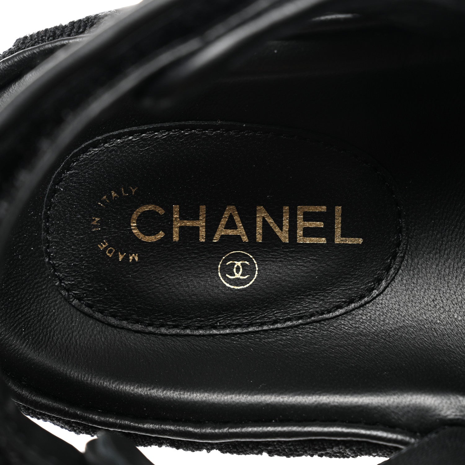 Chanel Knit Fabric Velcro Dad Sandals 38 Black Dark Blue Light Blue 7 of 9