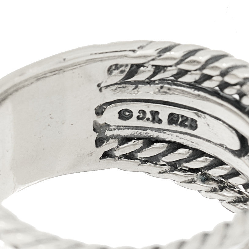 Sterling Silver Diamond Double X Crossover Ring 53 6.5