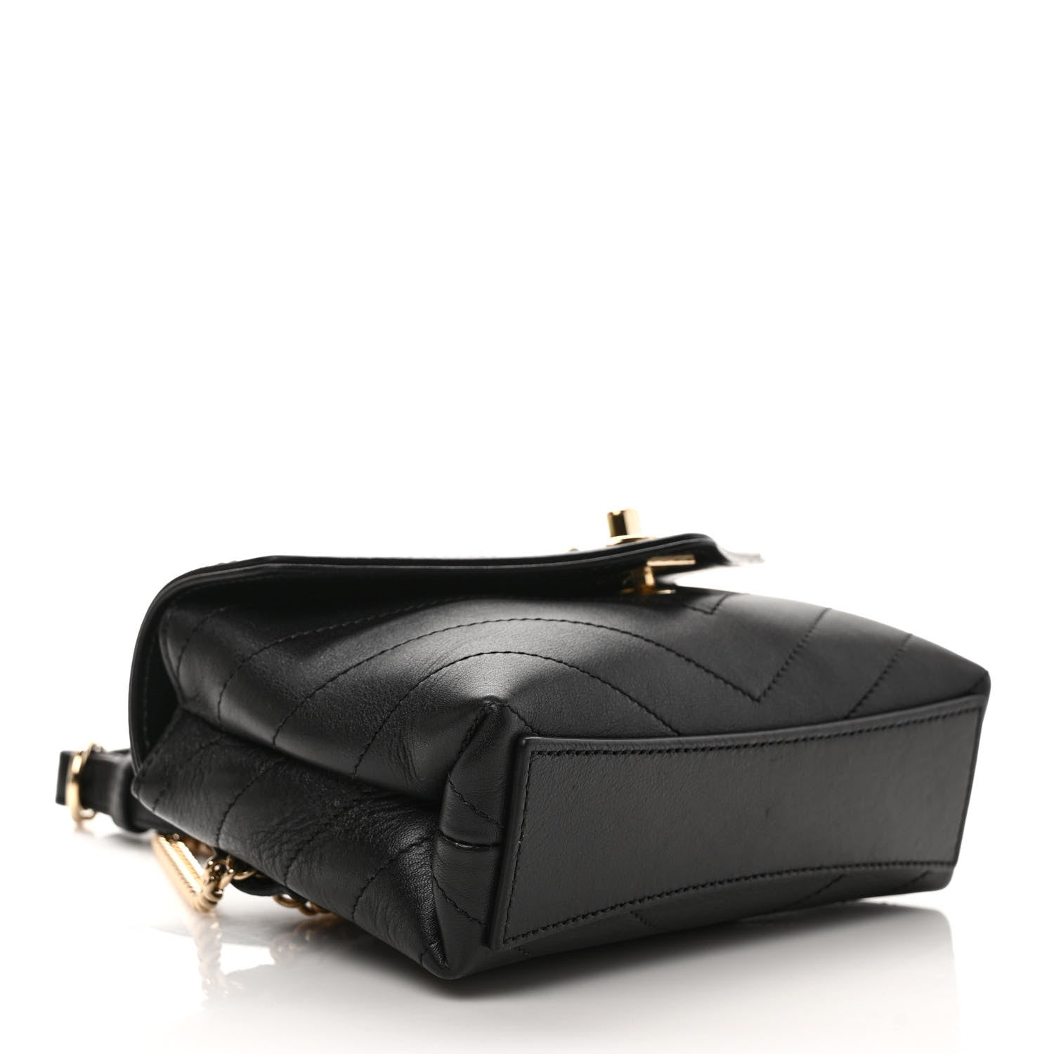 Chanel Calfskin Chevron Stitched Coco Waist Bag Black 4 of 9