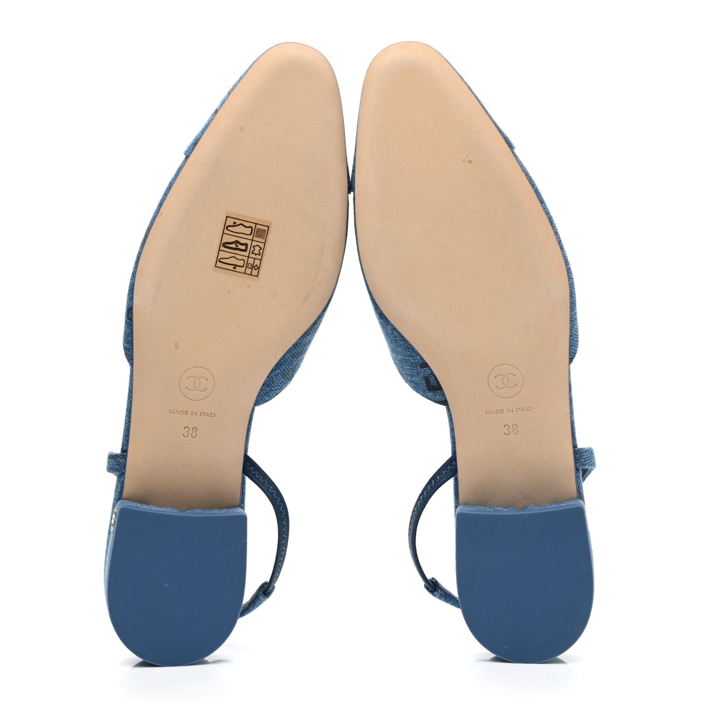 Denim Cap Toe CC Slingback Flats 38 Light Blue Multicolor