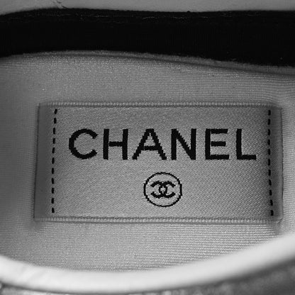 Chanel Laminated Calfskin CC Womens Sneakers 38 Silver 7 of 9