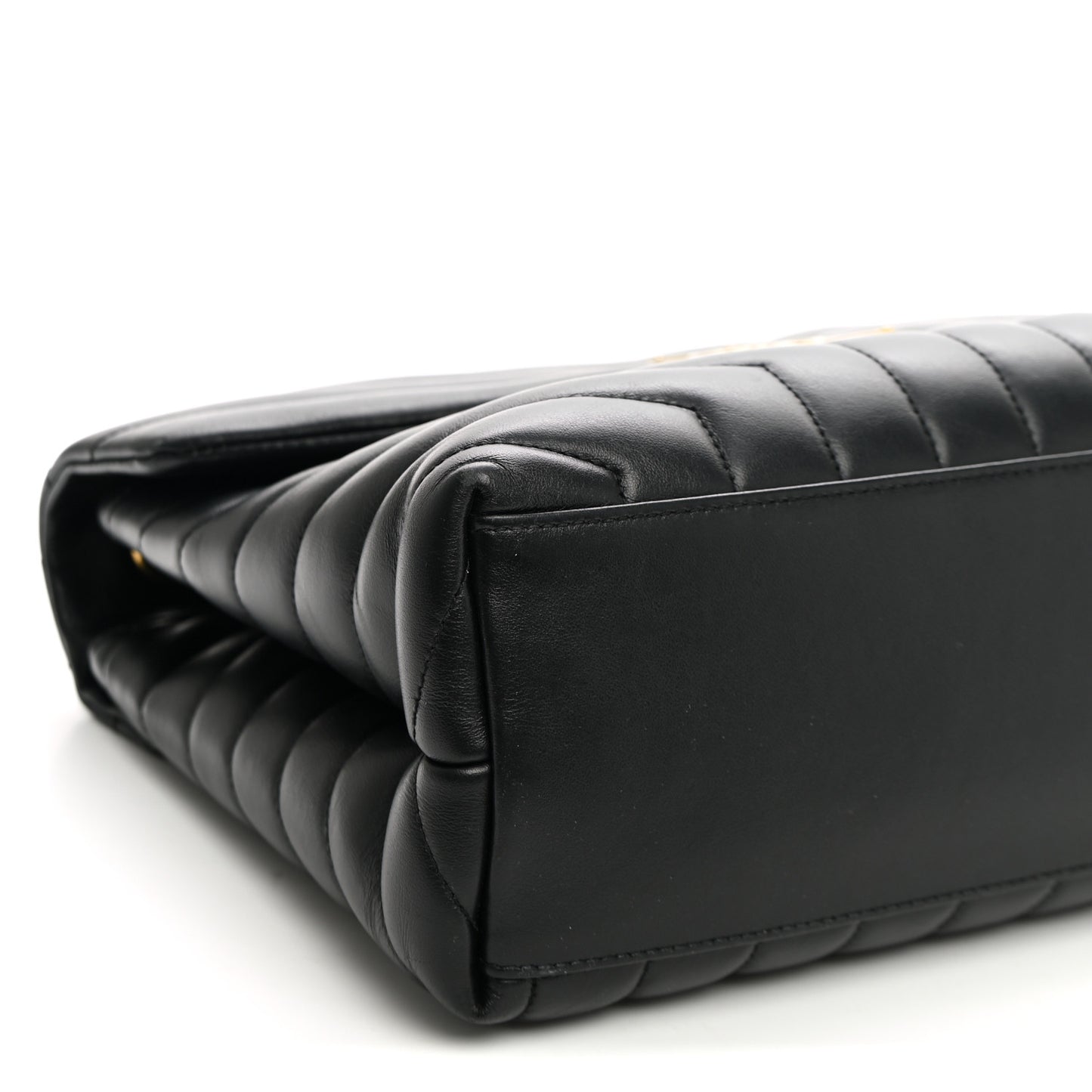 Calfskin Y Quilted Monogram Medium Loulou Chain Satchel Black
