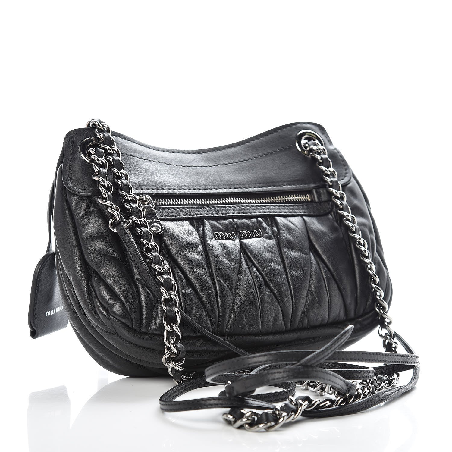 Miu Miu Nappa Matelasse Chain Crossbody Black 3 of 10