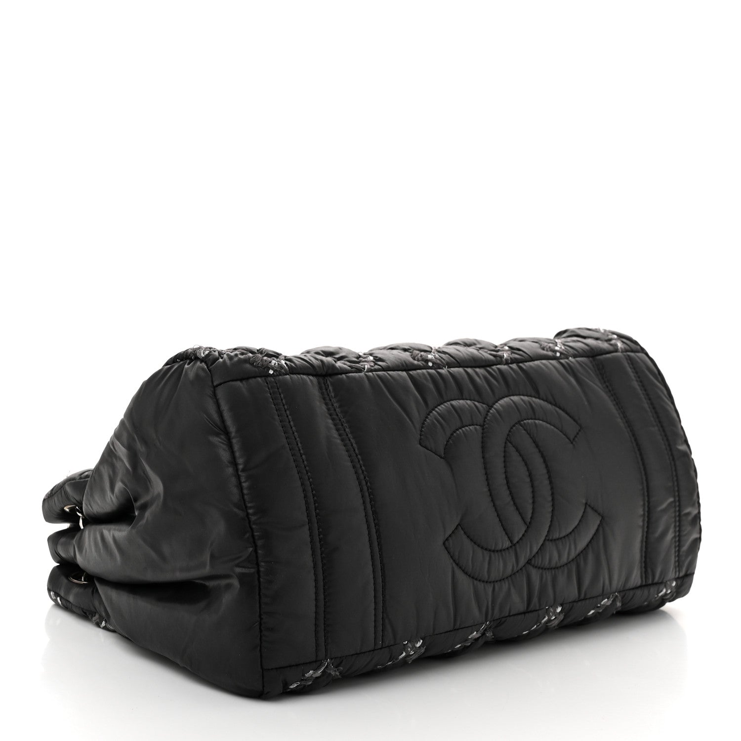 Chanel Nylon Quilted Tweed Stitch Bubble Tote Black 4 of 10