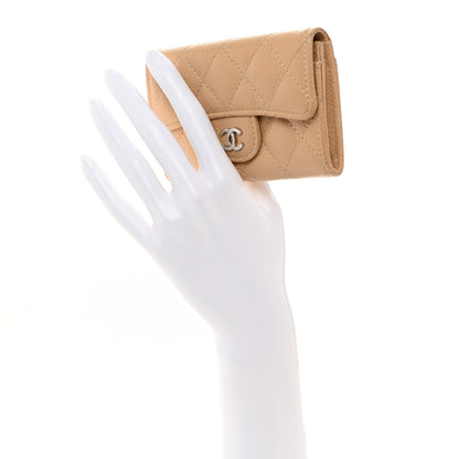 Chanel Caviar Quilted Flap Card Holder Wallet Beige 2 of 9